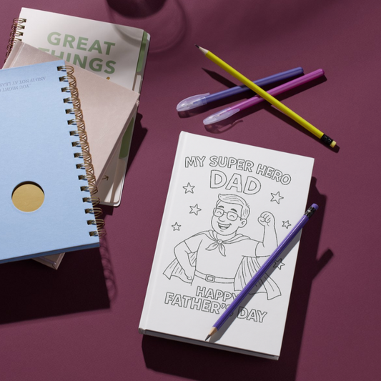 DIY Super-dad Colouring Card (with Colouring Supplies)